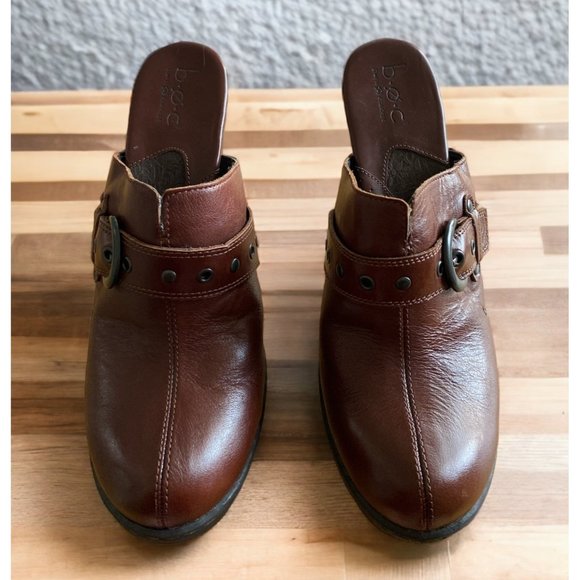B•O•C By Born Concept Ladies Heeled SlipOns Size 10 M Brown Leather - Picture 1 of 5